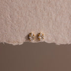 Birthstone Flatback Studs Silver 18K Gold Plated