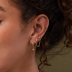 Opal & Star Duo Chain Studs  Silver 18K Gold Plated