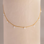 Diamond Drop Station Necklace Silver 18K Gold Plated