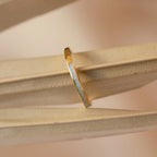 White Opal Inlay Band Silver 18K Gold Plated