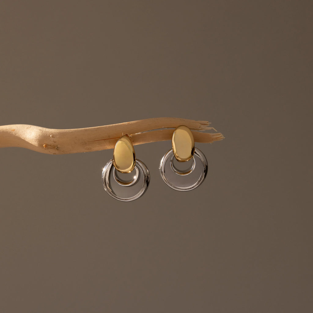 Eclipse Dome Studs  Silver 18K Gold Plated