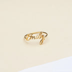 Grace Script Name Ring Silver 18K Gold Plated