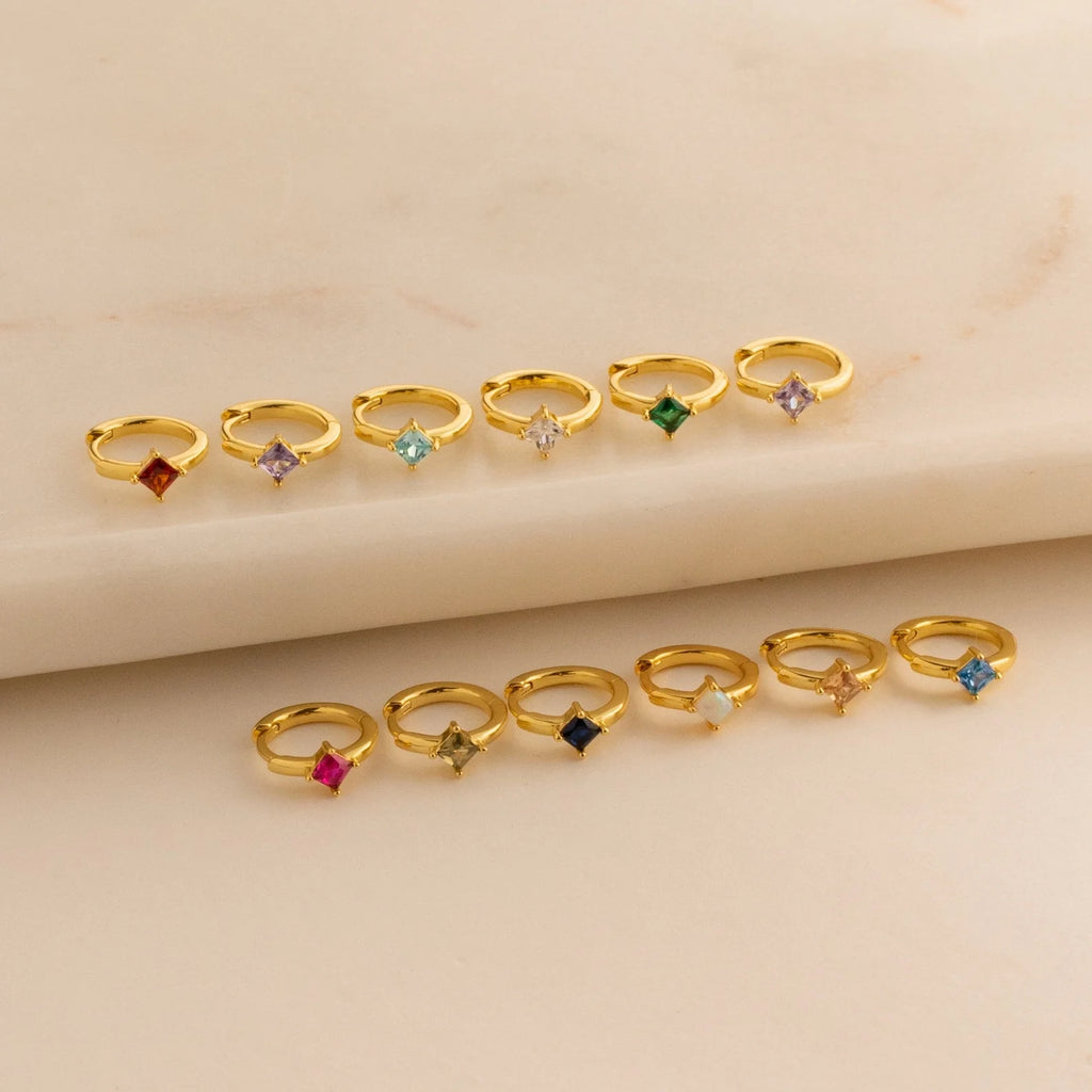 Athena Amethyst Huggies Silver 18K Gold Plated