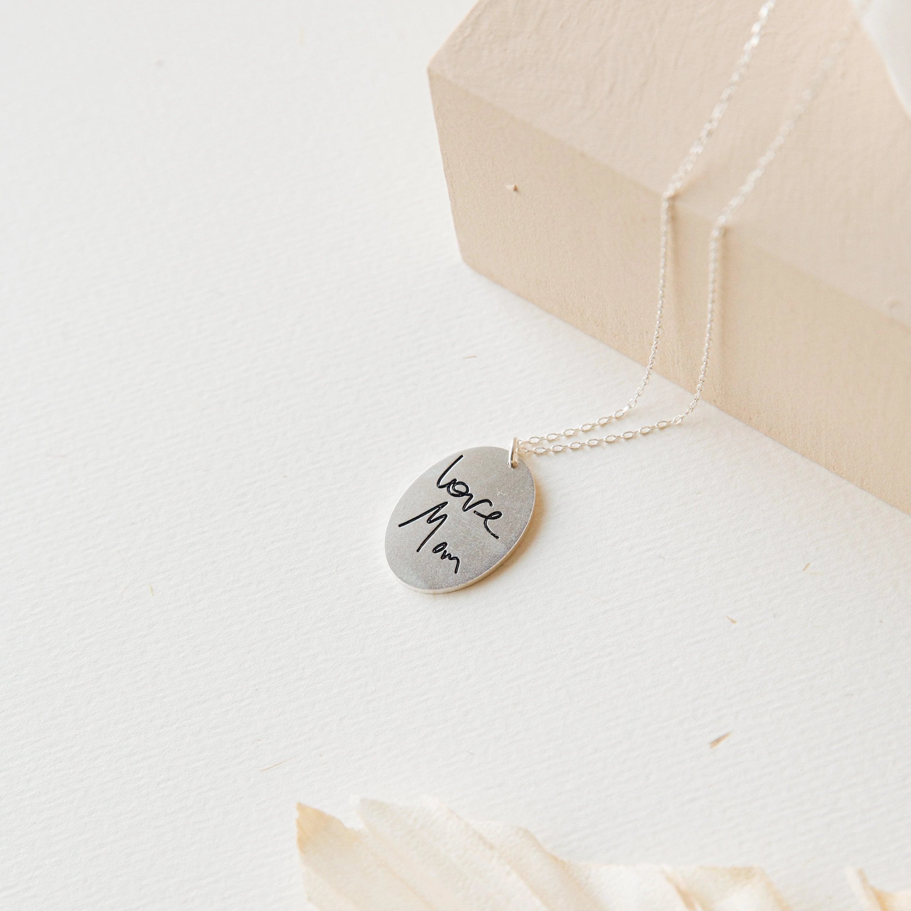 Oval Fingerprint Necklace Silver 18K Gold Plated