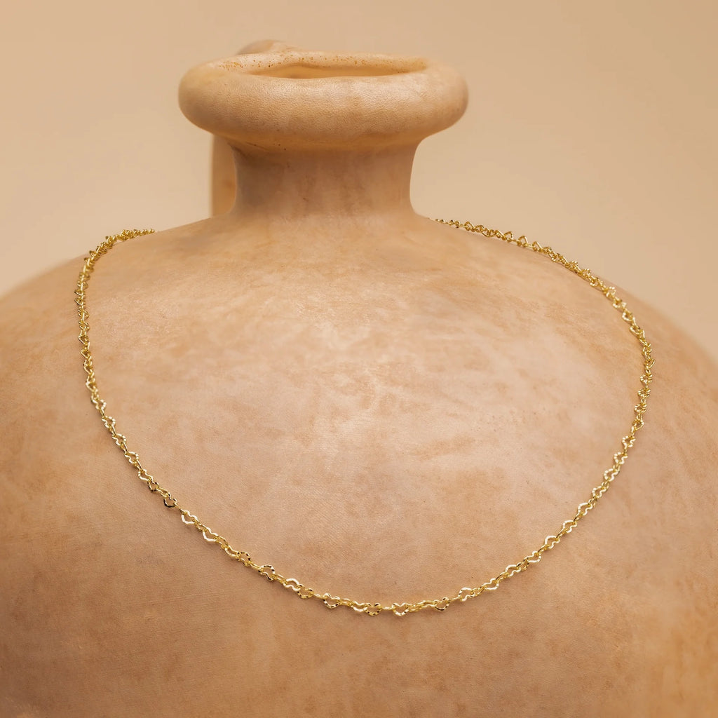 Heart Link Chain Necklace Silver 18K Gold Plated