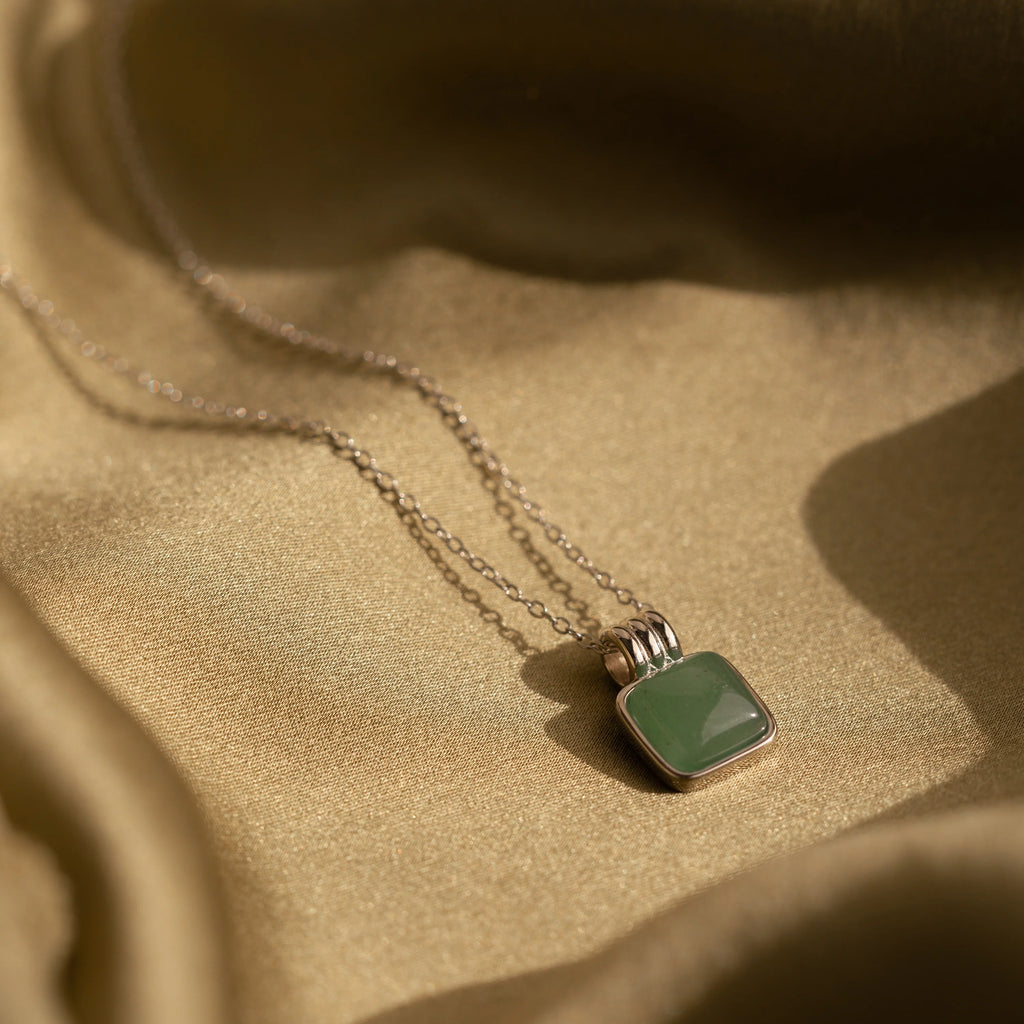 Jade Pendant Necklace Silver 18K Gold Plated