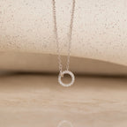 Pavé Circle Interlocking Necklace Silver 18K Gold Plated