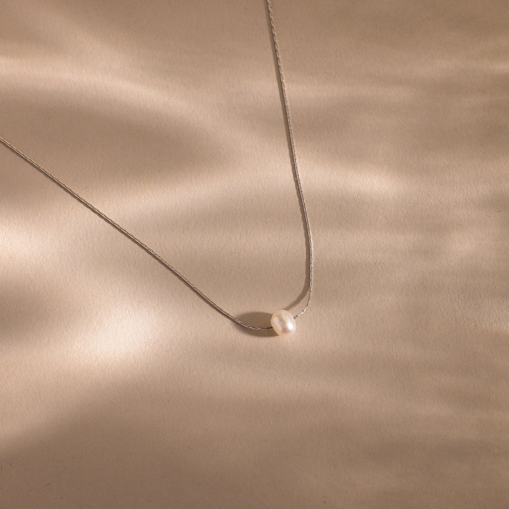 Tiny Pearl Dot Necklace Silver 18K Gold Plated