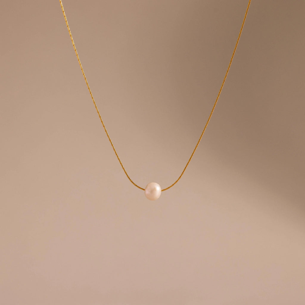 Tiny Pearl Dot Necklace Silver 18K Gold Plated